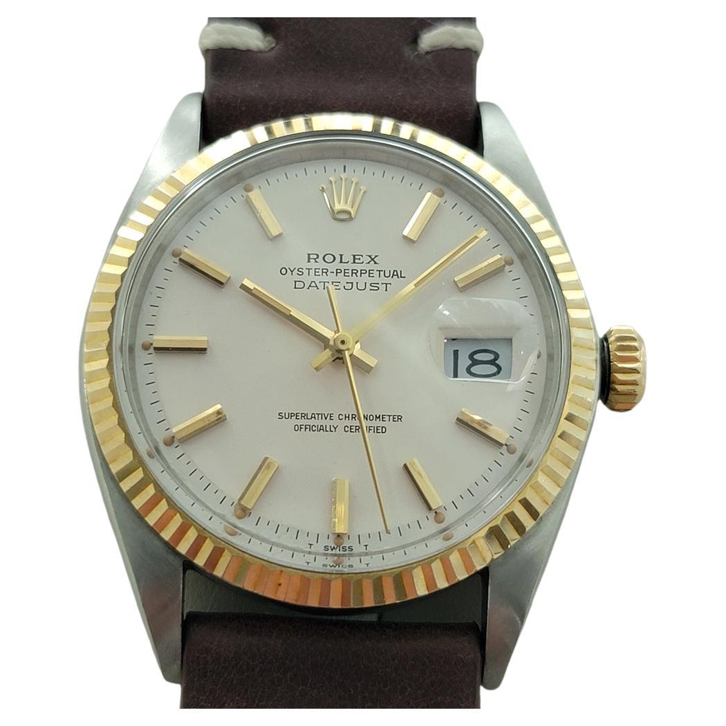 Rolex Oyster Datejust 1601 36mm 18k Gold SS Mens Automatic 1960s Vintage RA593B For Sale