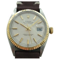 Rolex Oyster Datejust 1601 36mm 18k Gold SS Mens Automatic 1960s Vintage RA593B