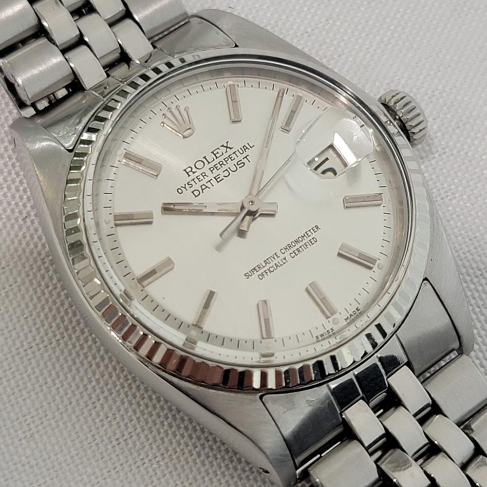 Rolex Oyster Datejust 1601 36mm 18k W Gold SS 1960s Herren Vintage Automatik RA621 im Zustand „Hervorragend“ im Angebot in Beverly Hills, CA