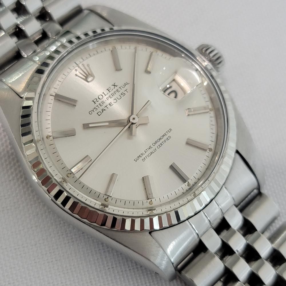 Rolex Oyster Datejust 1601 36mm 18k W Gold SS 1970s Mens Vintage Automatic RA620 Excellent état - En vente à Beverly Hills, CA