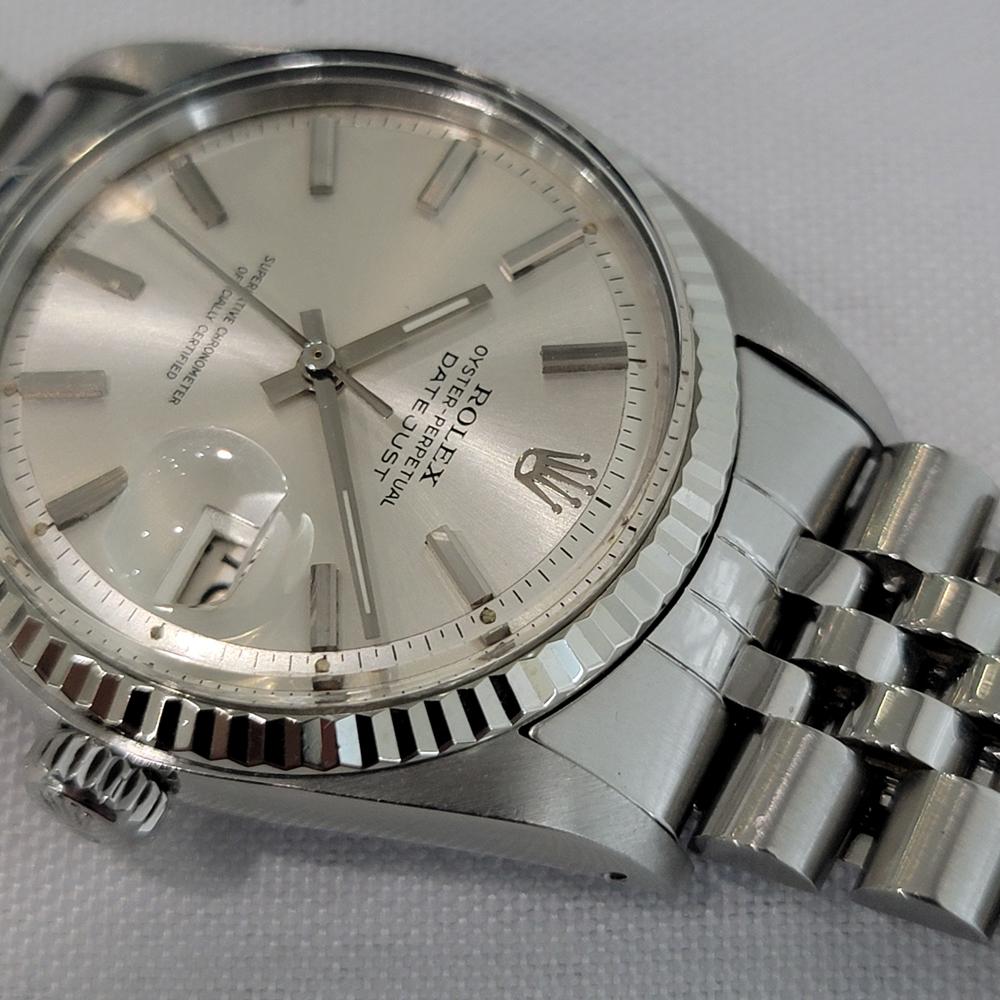 Rolex Oyster Datejust 1601 36mm 18k W Gold SS 1970s Mens Vintage Automatic RA620 en vente 2