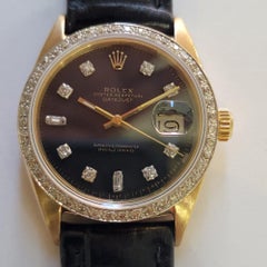 Rolex Oyster Datejust 1601 Mens 1960s 14k Solid Gold Diamonds Automatic RA412D