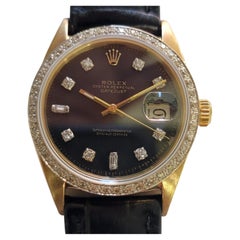 Rolex Oyster Datejust 1601 Mens 1960s 14k Solid Gold Diamonds Automatic RA412D