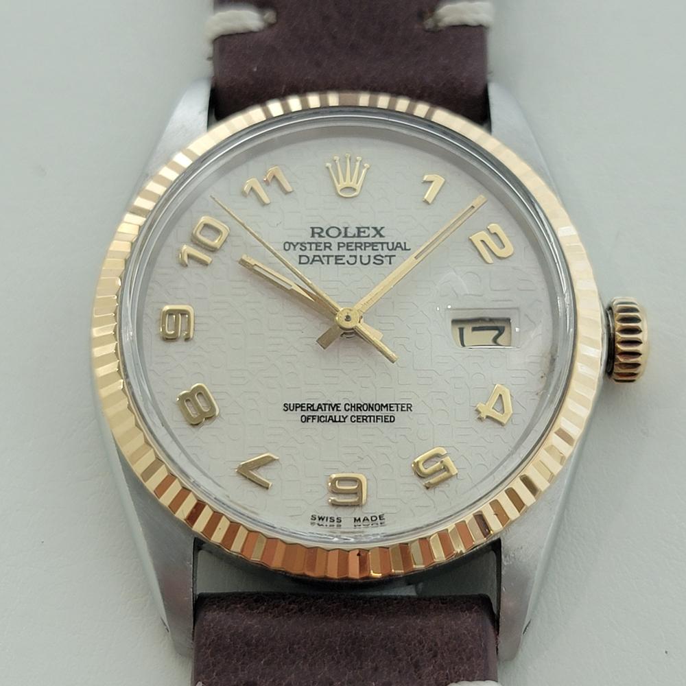 Iconico classico, Rolex Oyster Perpetual Datejust Ref.16013 quadrante computerizzato Automatico da uomo, 1980 circa, in eccellenti condizioni di funzionamento. Verificato autentico da un maestro orologiaio. Quadrante unico firmato Rolex, indici in