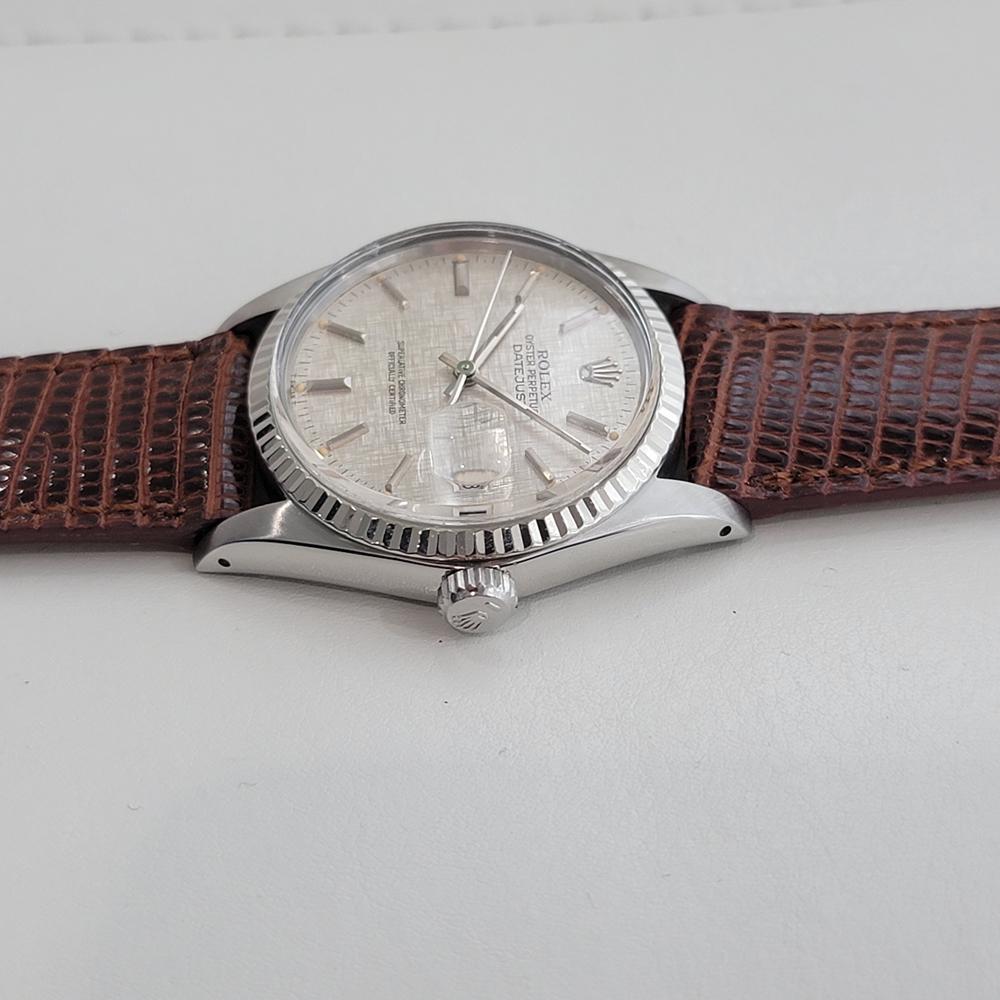 Rolex Oyster Datejust 16014 36mm 18k SS Leinen Zifferblatt Männer automatische 1980er RA589 im Angebot 1