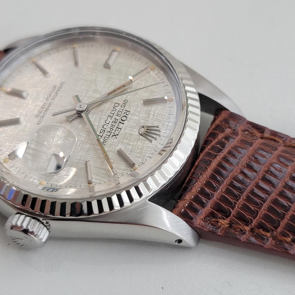Rolex Oyster Datejust 16014 36mm 18k SS Leinen Zifferblatt Männer automatische 1980er RA589 im Angebot 2