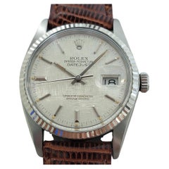 Rolex Oyster Datejust 16014 36mm 18k SS Leinen Zifferblatt Männer automatische 1980er RA589