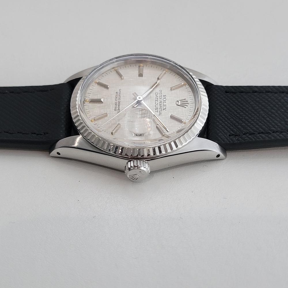 Rolex Oyster Datejust 16014 36mm 18k SS Leinen Zifferblatt Männer automatische 1980er RA589B im Angebot 1