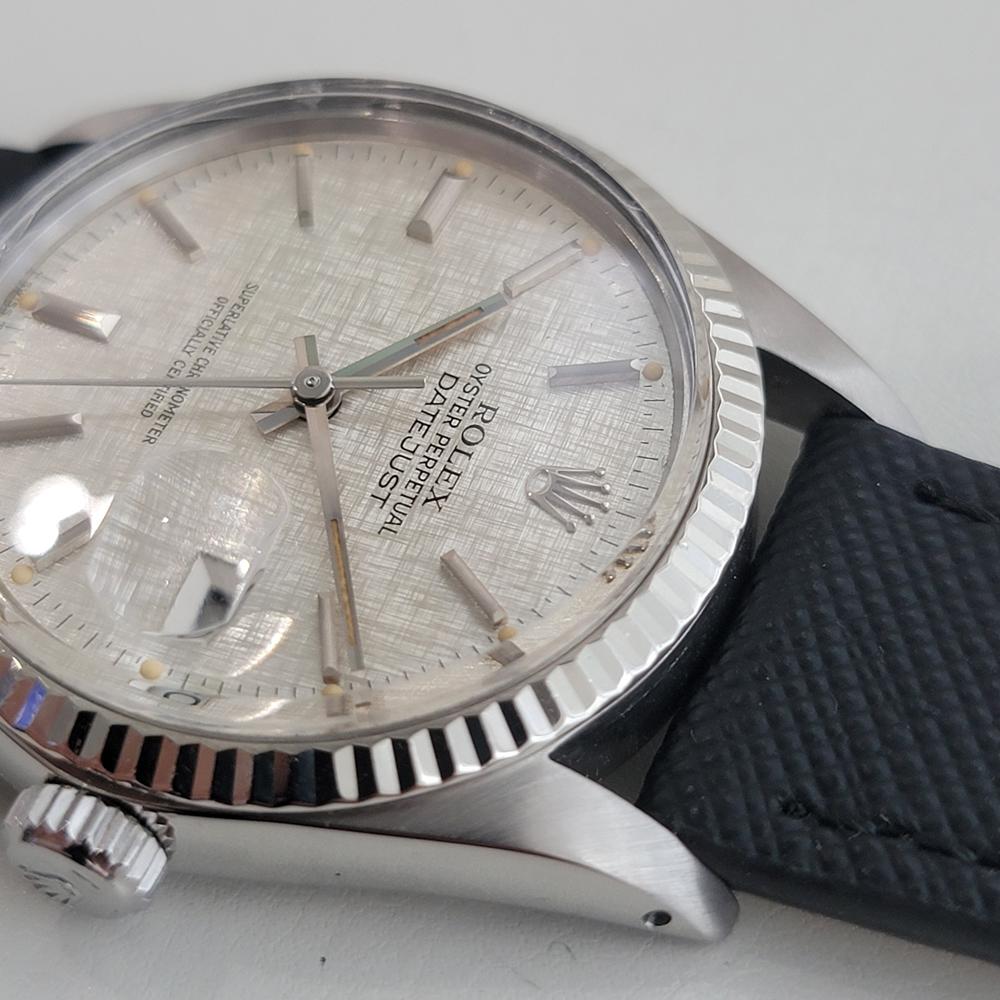 Rolex Oyster Datejust 16014 36mm 18k SS Leinen Zifferblatt Männer automatische 1980er RA589B im Angebot 2