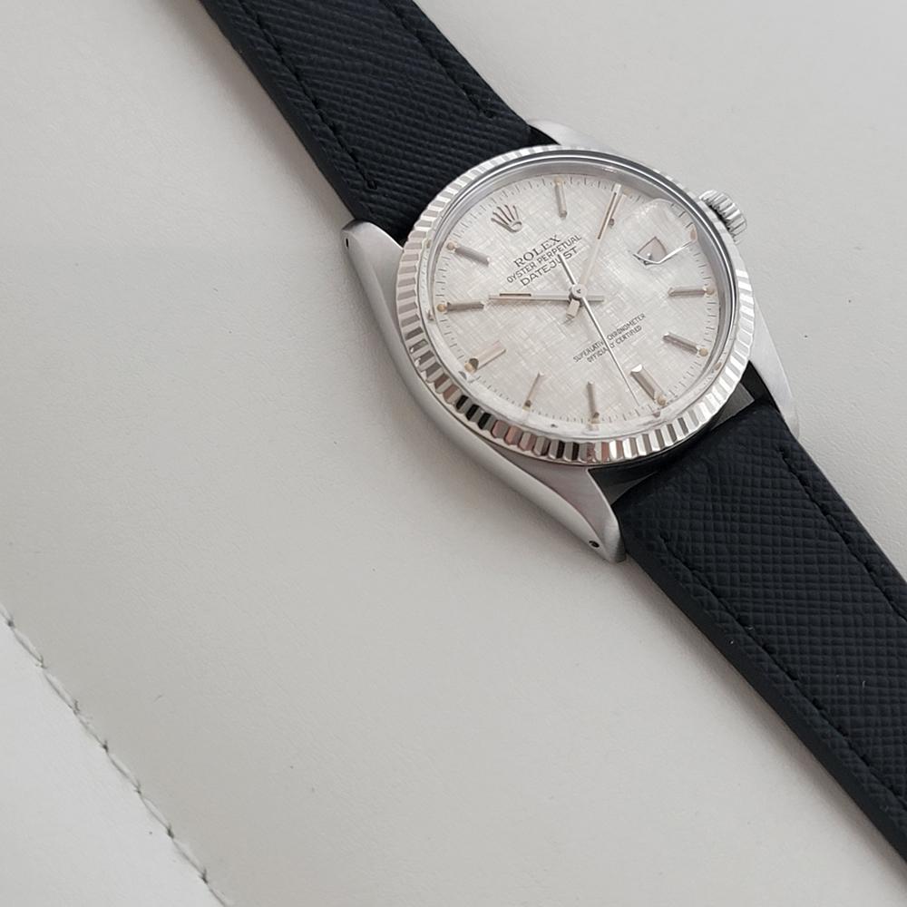 Rolex Oyster Datejust 16014 36mm 18k SS Leinen Zifferblatt Männer automatische 1980er RA589B im Angebot 3