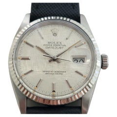 Rolex Oyster Datejust 16014 36mm 18k SS Leinen Zifferblatt Männer automatische 1980er RA589B