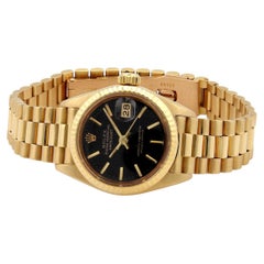 Montre Rolex Datejust 6917 pour femme, en or jaune 18 carats, cadran noir, 26 mm