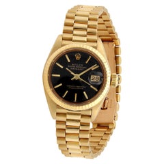 Rolex Oyster Datejust Automatic 18k Gold Black Dial Ladies Wrist Watch 6917