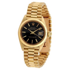 Montre Rolex Datejust 6917 pour femme, en or jaune 18 carats, cadran noir, 26 mm