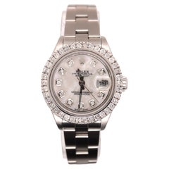 Rolex Oyster Datejust Damen 26mm Stahl Weißes Perlen Zifferblatt 1,50ct Diamanten 79160