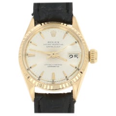 Rolex Oyster Datejust Ladies Superlative Leather 18K Gold Serviced Warranty 6517