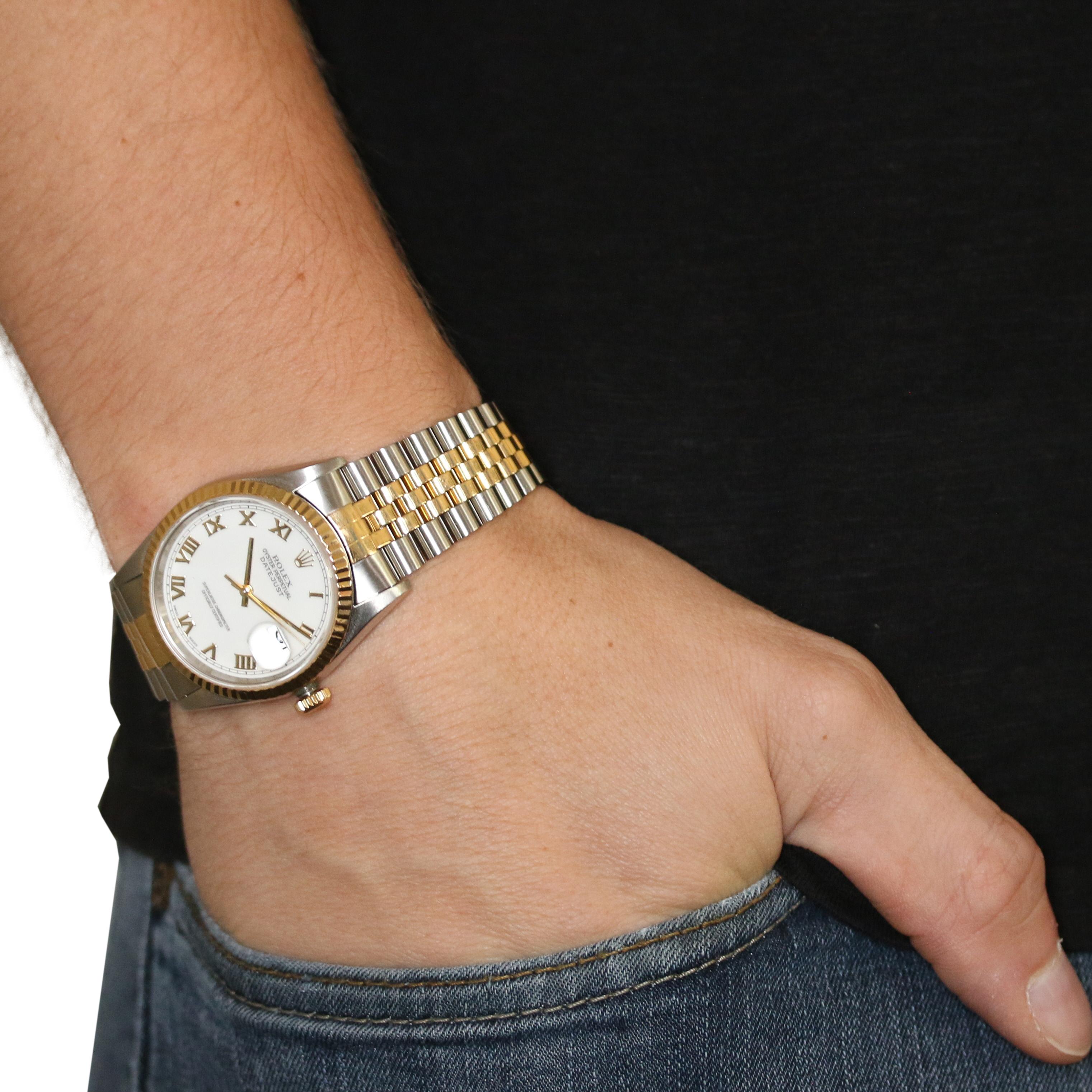 Rolex Oyster Datejust Men's Watch Stainless & 18k Gold Automatic 2Yr Wnty 16233 In Excellent Condition In Greensboro, NC