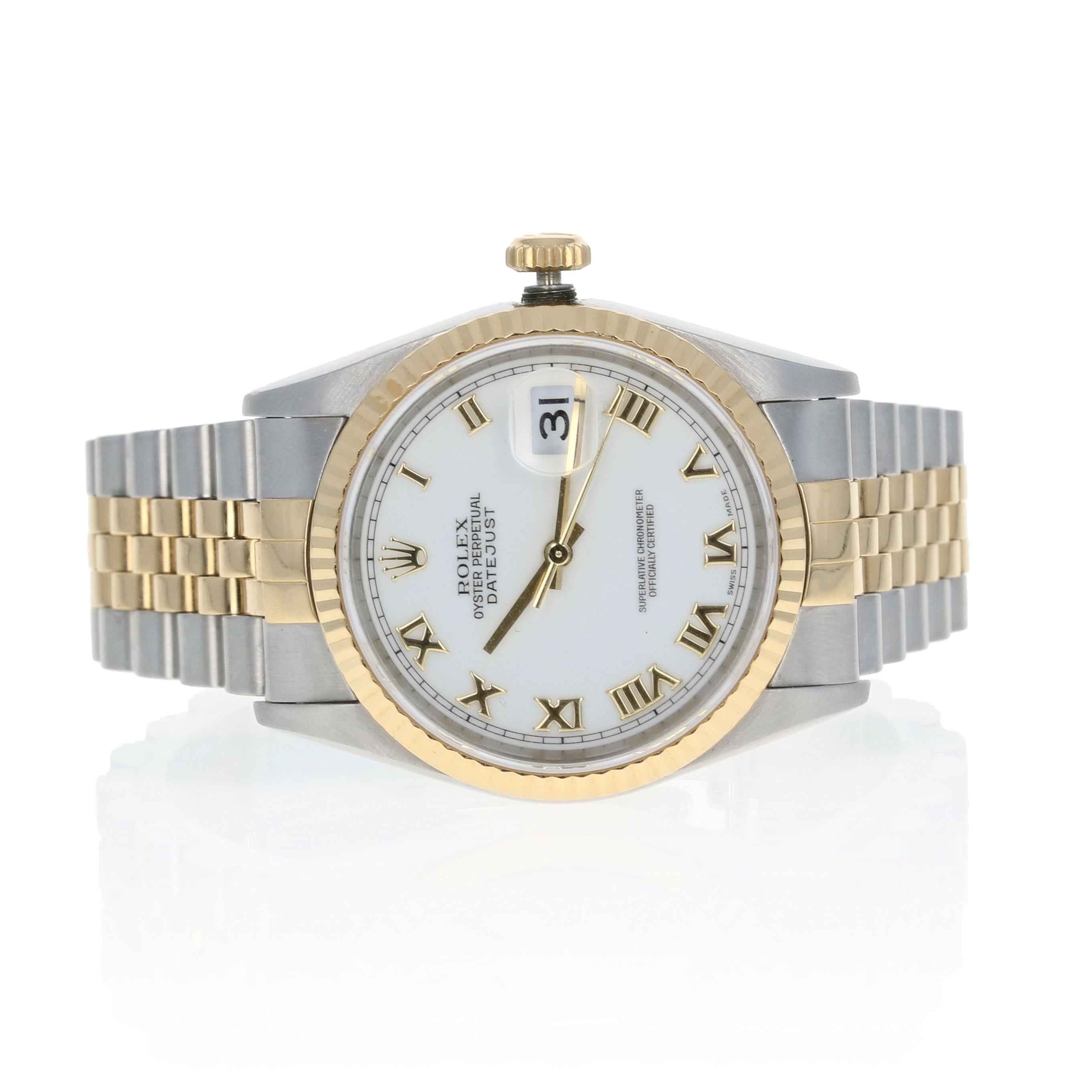 Rolex Oyster Datejust Men's Watch Stainless & 18k Gold Automatic 2Yr Wnty 16233 2