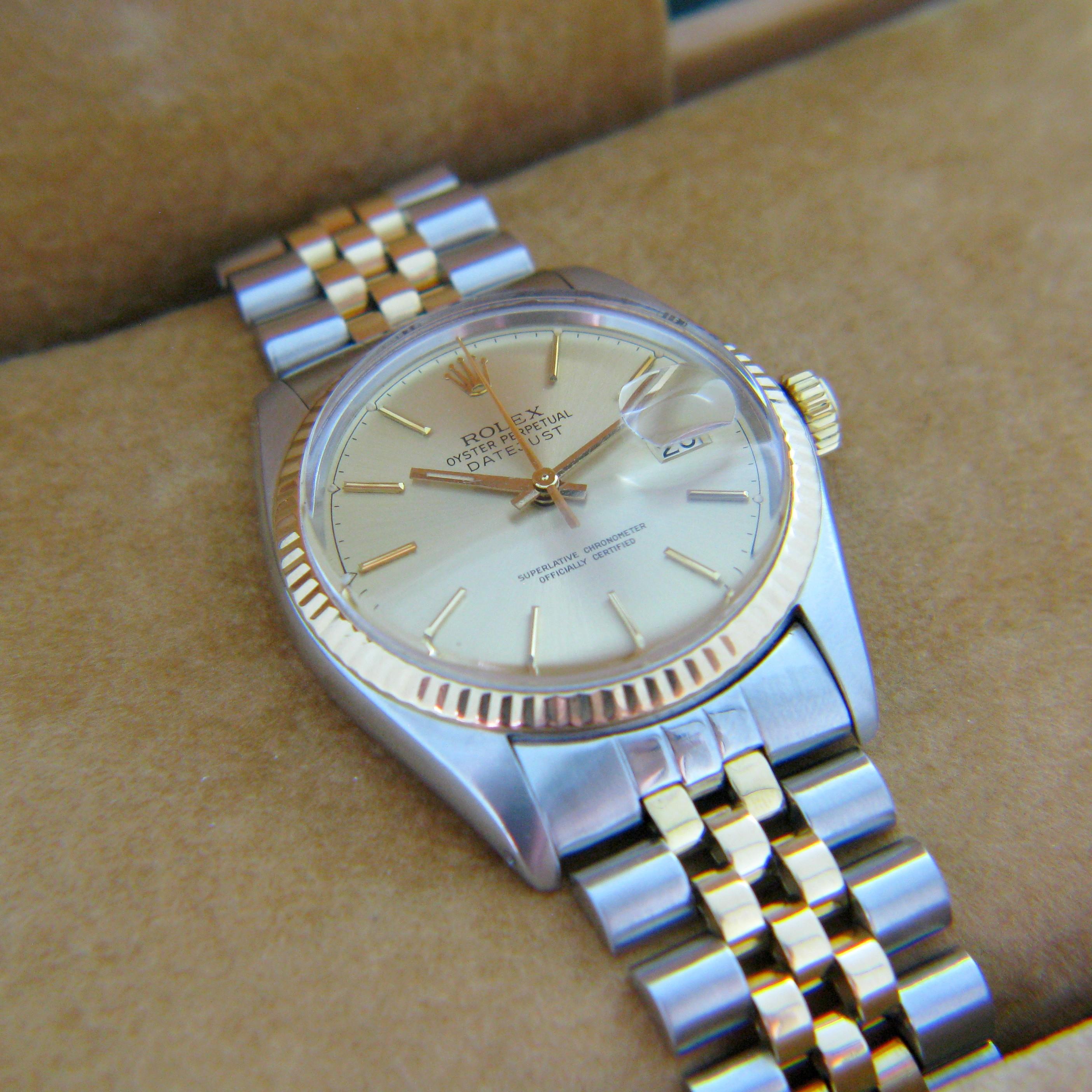 Rolex Oyster Datejust Perpetual 1978 Yellow Gold Stainless Steel Watch In Excellent Condition In London, GB
