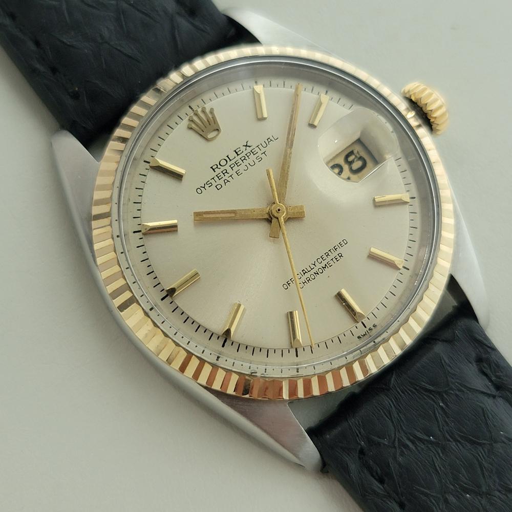 Rolex Oyster Datejust Ref 1601 36mm 18k SS Mens 1970s Vintage Automatic RA591B In Excellent Condition For Sale In Beverly Hills, CA