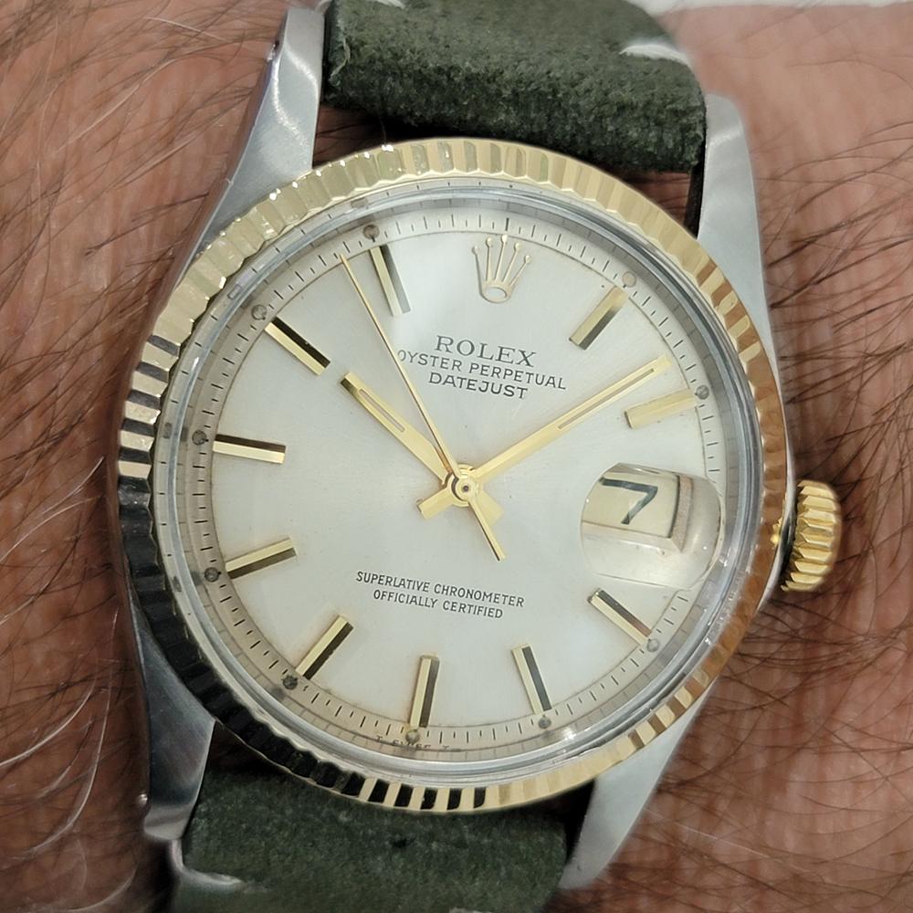 Rolex Oyster Datejust Ref 1601 36mm 18k SS Herren 1970er Vintage Automatic RA592 im Angebot 10