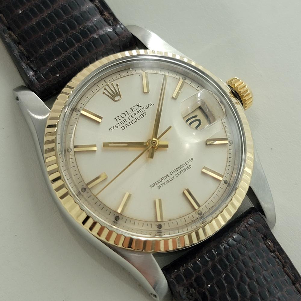 Rolex Oyster Datejust Ref 1601 36mm 18k SS Mens 1970s Vintage Automatic RA592 In Excellent Condition For Sale In Beverly Hills, CA