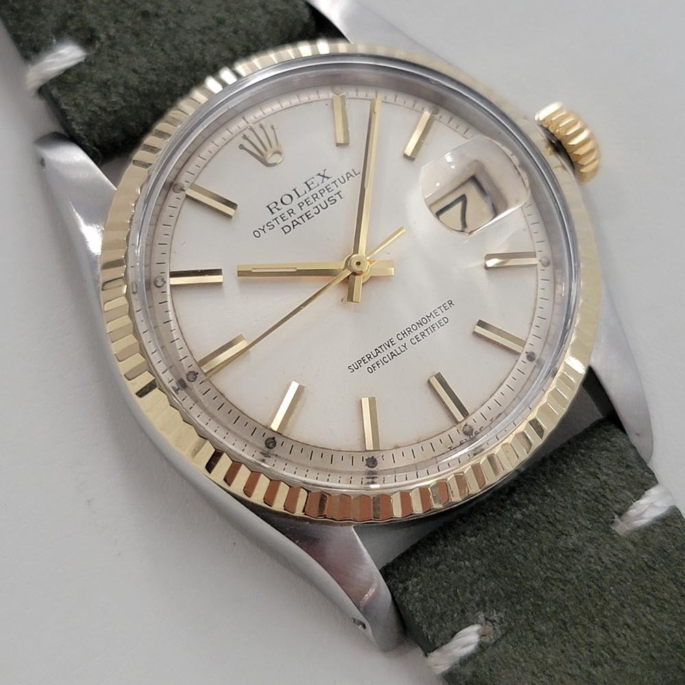 Rolex Oyster Datejust Ref 1601 36mm 18k SS Herren 1970er Vintage Automatic RA592 im Zustand „Hervorragend“ im Angebot in Beverly Hills, CA