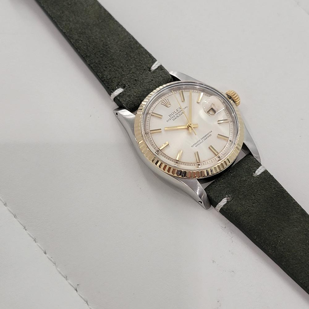 Rolex Oyster Datejust Ref 1601 36mm 18k SS Herren 1970er Vintage Automatic RA592 im Angebot 4
