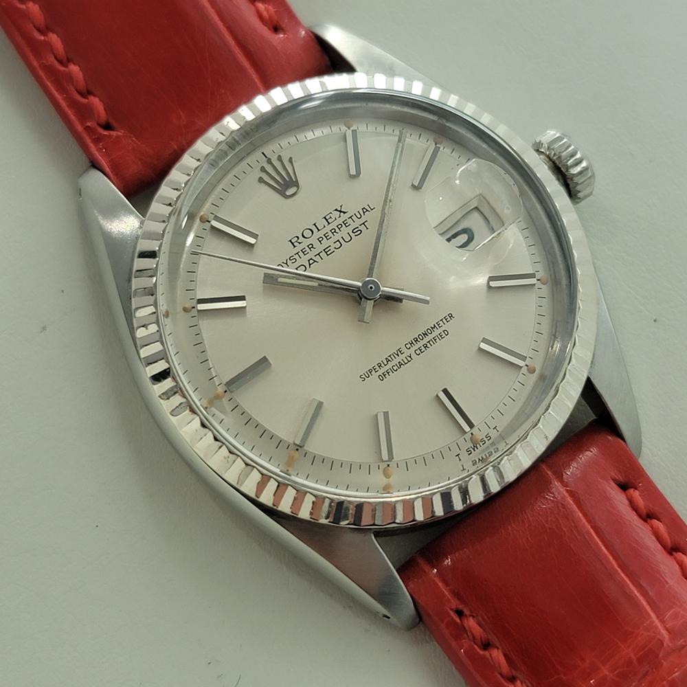 Rolex Oyster Datejust Ref 1601 36mm 18k SS Mens 1970s Vintage Automatic RA594 In Excellent Condition For Sale In Beverly Hills, CA