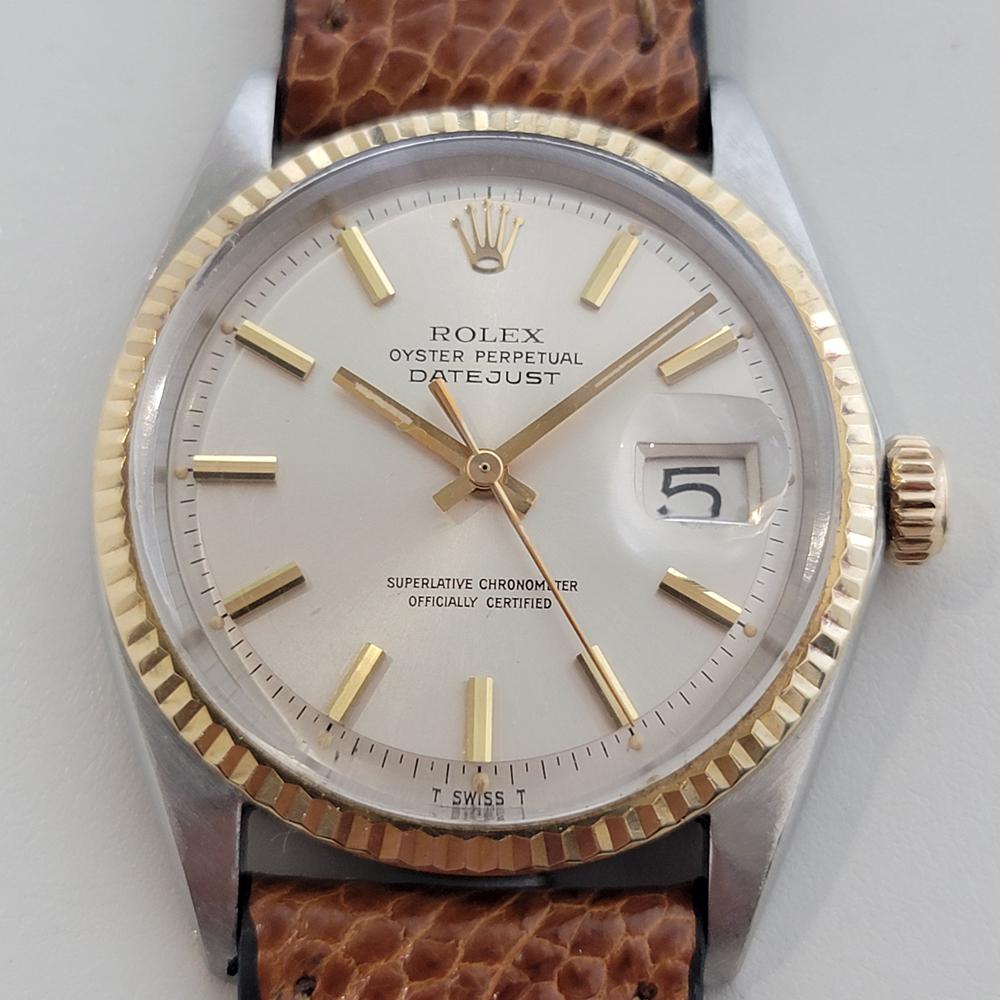 Ikonischer Klassiker, Rolex Oyster Perpetual 1601 Datejust Automatik für Herren in 18k Gelbgold und Edelstahl, um 1970, in ausgezeichnetem Zustand. Von einem Uhrmachermeister für echt befunden. Wunderschönes, signiertes Rolex-Zifferblatt,