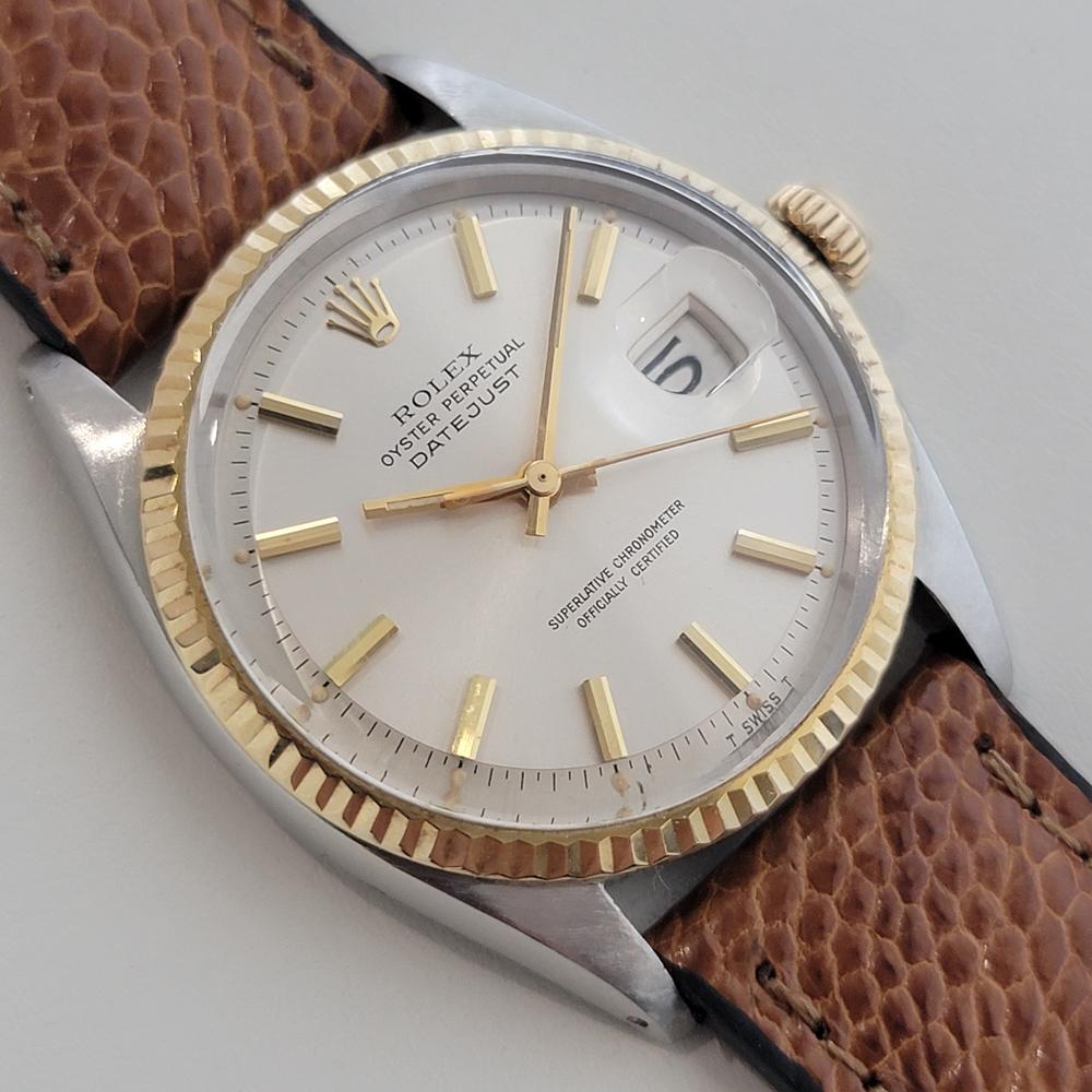 Rolex Oyster Datejust Ref 1601 36mm 18k SS Herren 1970er Vintage Automatik RA671 im Zustand „Hervorragend“ im Angebot in Beverly Hills, CA