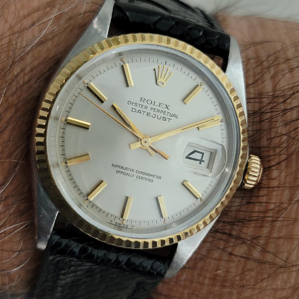 Rolex Oyster Datejust Ref 1601 36mm 18k SS Herren 1970er Vintage Automatik RA671 im Angebot 10