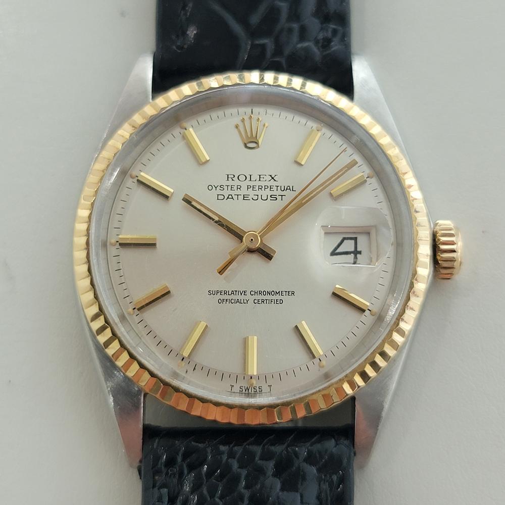 Klassische Ikone, Rolex Men's Oyster Perpetual 1601 Datejust automatic in 18k Gelbgold und Edelstahl, um 1970, in ausgezeichnetem Zustand. Von einem Uhrmachermeister für echt befunden. Wunderschönes, signiertes Rolex-Zifferblatt, applizierte