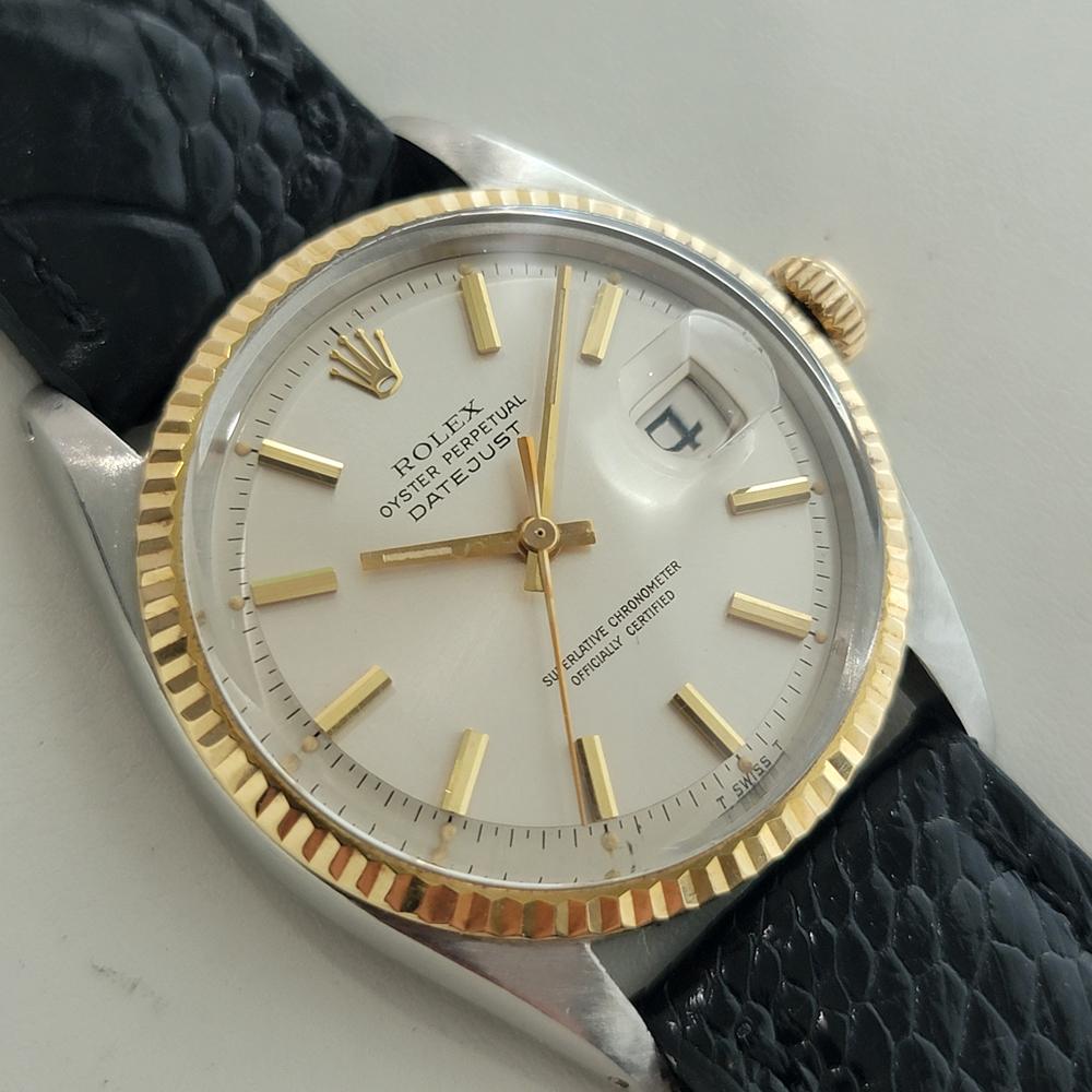 Rolex Oyster Datejust Ref 1601 36mm 18k SS Herren 1970er Vintage Automatik RA671 im Zustand „Hervorragend“ im Angebot in Beverly Hills, CA