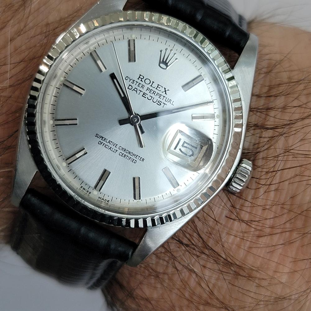 Rolex Oyster Datejust Ref 1601 36mm 18k W Gold SS 1960s Herren Automatik RA621B im Angebot 10