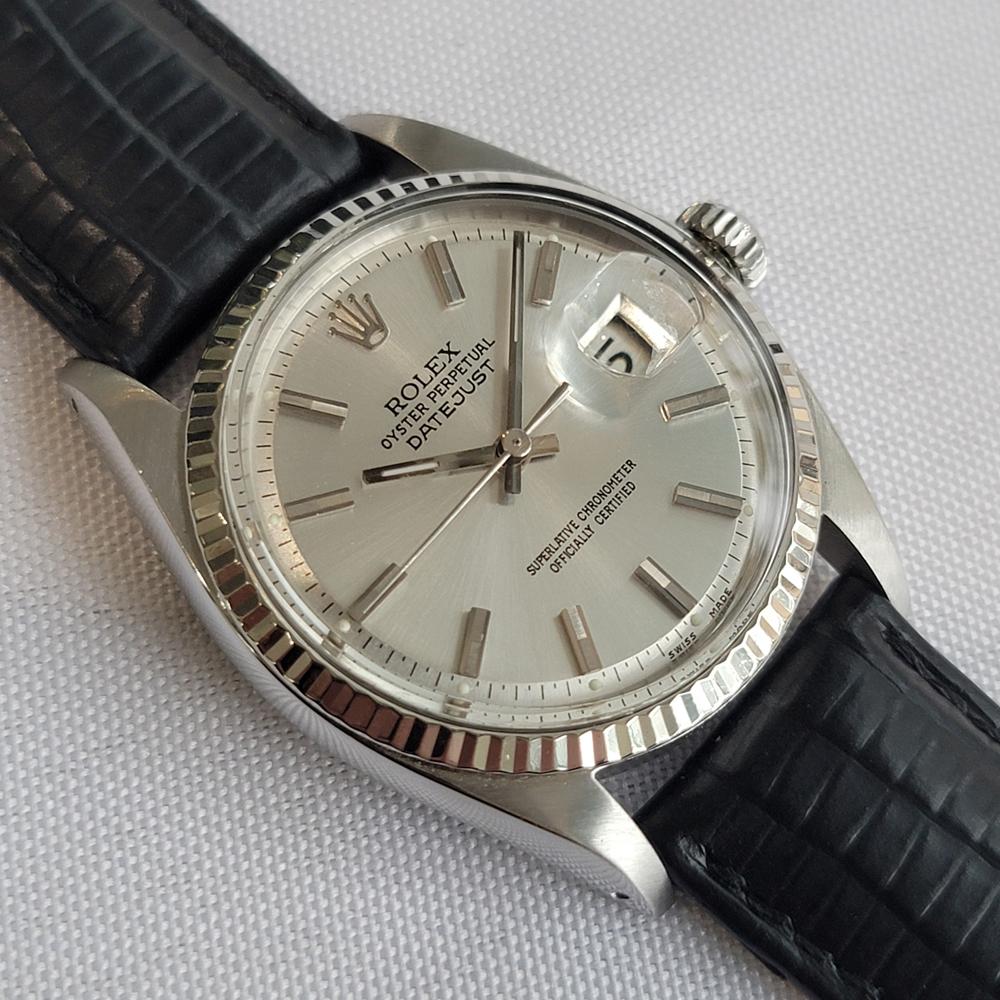 Rolex Oyster Datejust Ref 1601 36mm 18k W Gold SS 1960s Herren Automatik RA621B im Zustand „Hervorragend“ im Angebot in Beverly Hills, CA