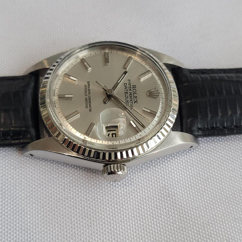 Rolex Oyster Datejust Ref 1601 36mm 18k W Gold SS 1960s Herren Automatik RA621B im Angebot 2