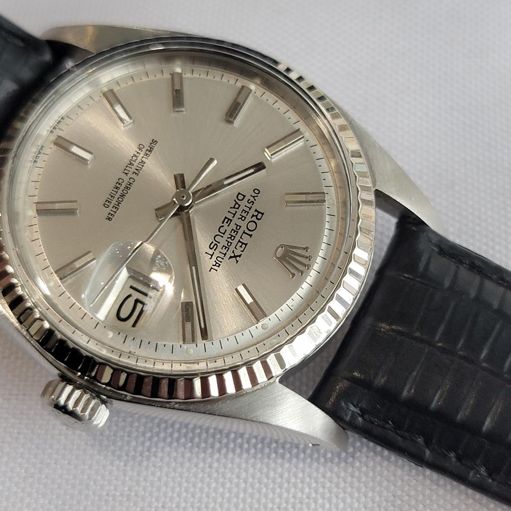 Rolex Oyster Datejust Ref 1601 36mm 18k W Gold SS 1960s Herren Automatik RA621B im Angebot 3