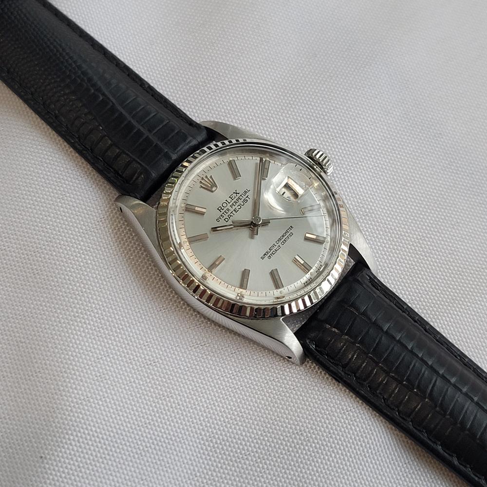 Rolex Oyster Datejust Ref 1601 36mm 18k W Gold SS 1960s Herren Automatik RA621B im Angebot 4