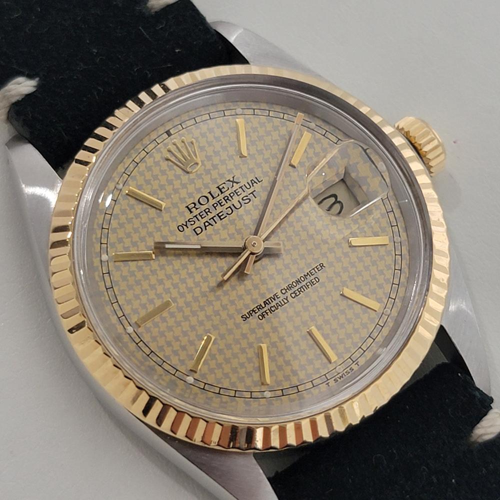 Men's Rolex Oyster Datejust Ref 16013 36mm 18k SS Mens Automatic 1980s Swiss RA399 For Sale