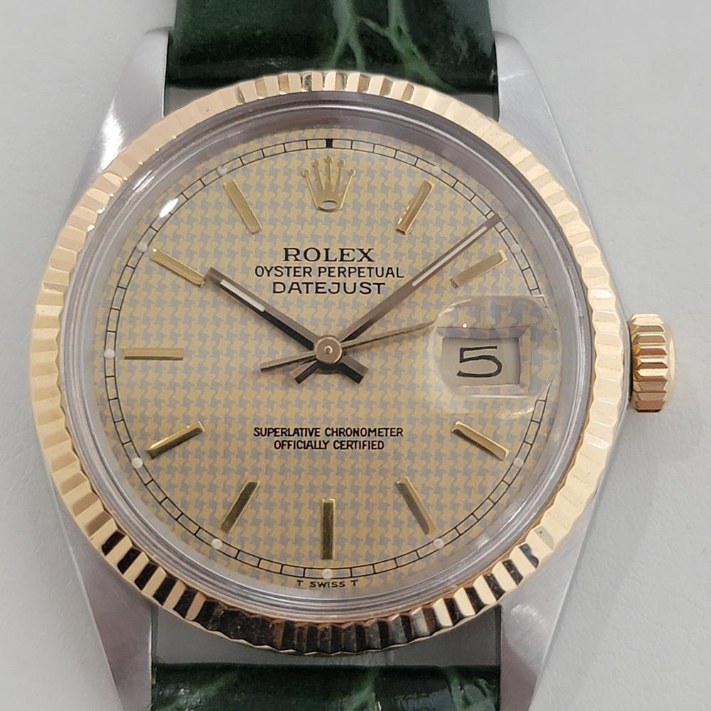 Ikonischer Klassiker, Rolex Oyster Perpetual Datejust Ref.16013 Automatik aus 18 Karat Gold und Edelstahl, ca. 1980er Jahre, in ausgezeichnetem Zustand. Von einem Uhrmachermeister für echt befunden. Einzigartiges, signiertes Rolex-Zifferblatt,