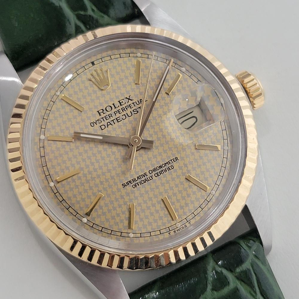 Rolex Oyster Datejust Ref 16013 36mm Herren 18k SS Automatik 1980er Jahre Schweizer RA399G im Zustand „Hervorragend“ im Angebot in Beverly Hills, CA