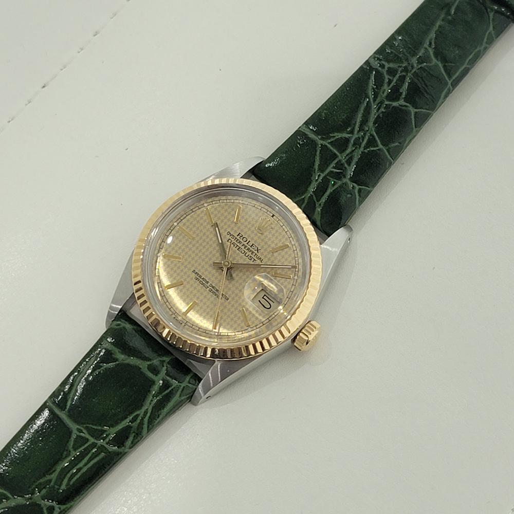 Rolex Oyster Datejust Ref 16013 36mm Herren 18k SS Automatik 1980er Jahre Schweizer RA399G im Angebot 4
