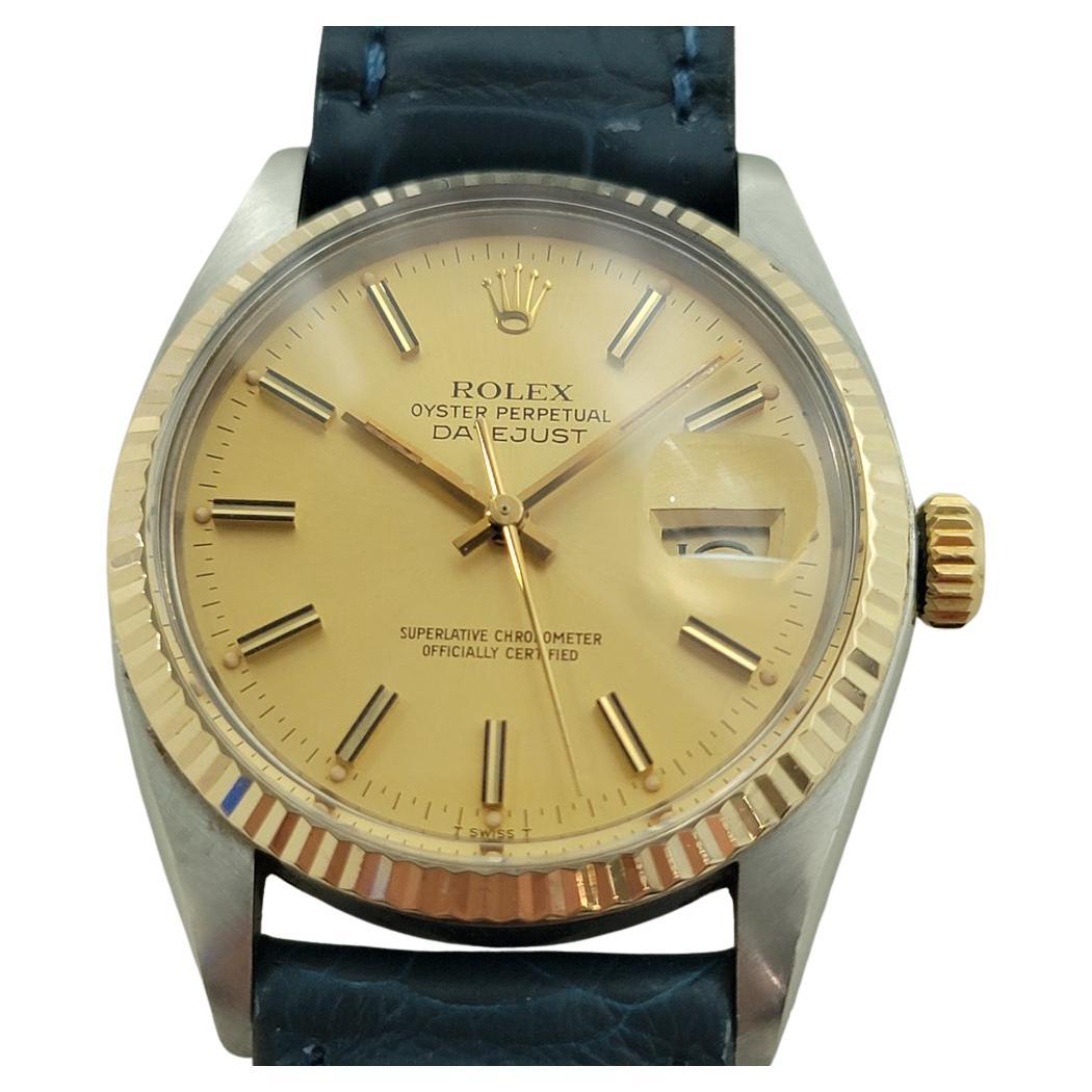 Rolex Oyster Datejust Ref 16013 Mens 36mm 18k SS 1970s Automatic Swiss RA558 For Sale