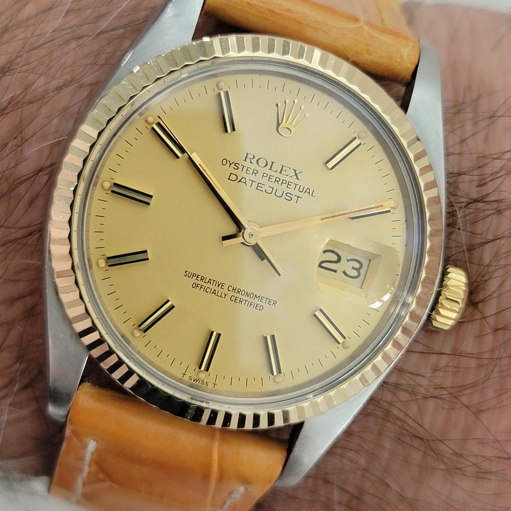 Rolex Oyster Datejust Ref 16013 Mens 36mm 18k SS 1970s Automatic Swiss RA558B en vente 9