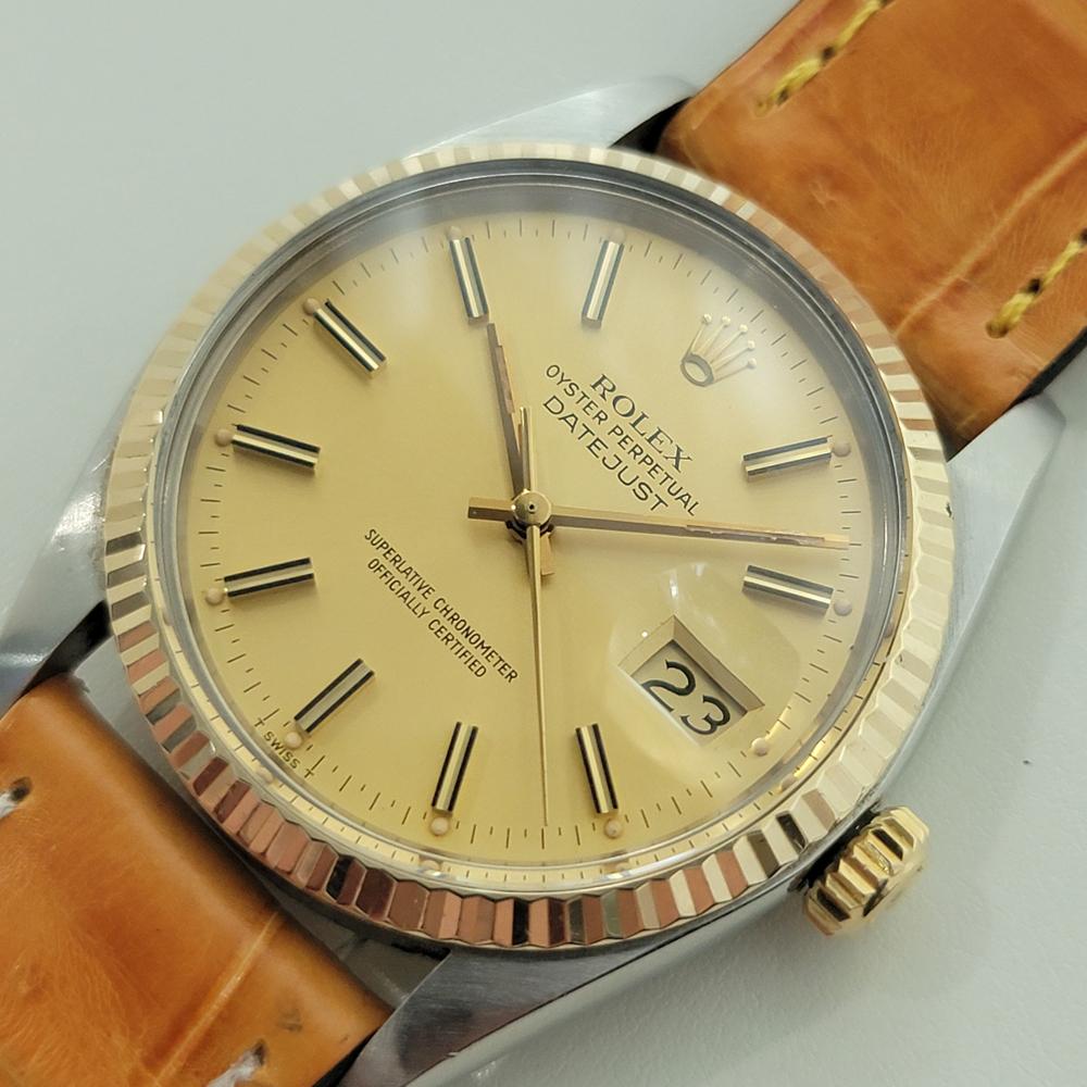 Rolex Oyster Datejust Ref 16013 Mens 36mm 18k SS 1970s Automatic Swiss RA558B Pour hommes en vente