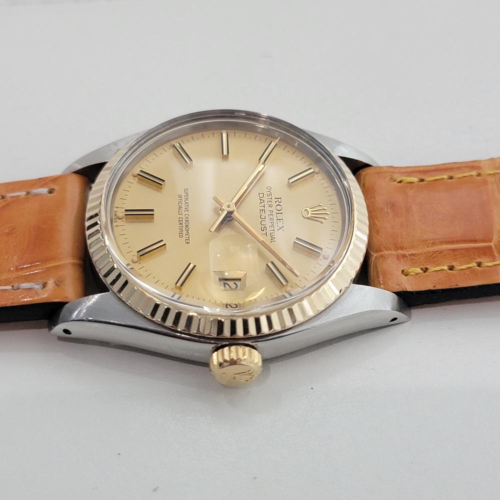 Rolex Oyster Datejust Ref 16013 Mens 36mm 18k SS 1970s Automatic Swiss RA558B en vente 1