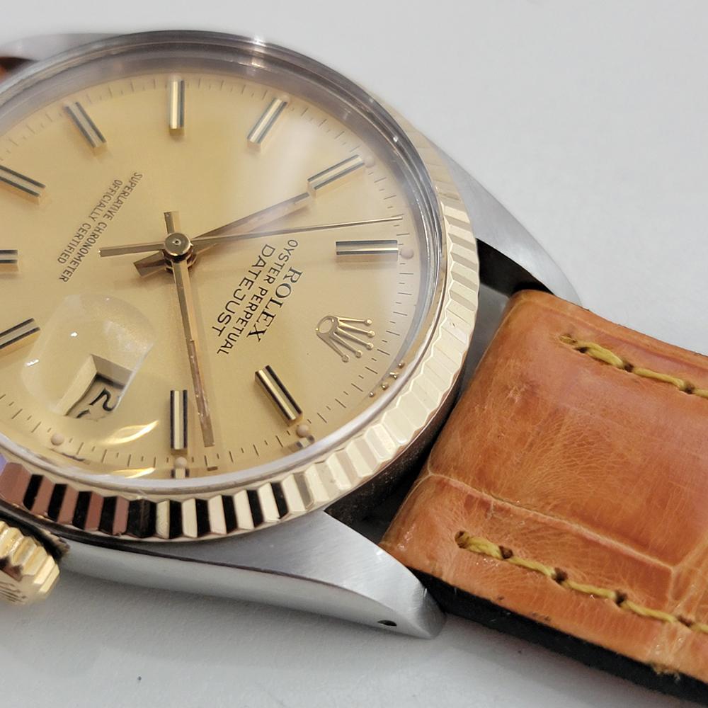Rolex Oyster Datejust Ref 16013 Mens 36mm 18k SS 1970s Automatic Swiss RA558B en vente 2