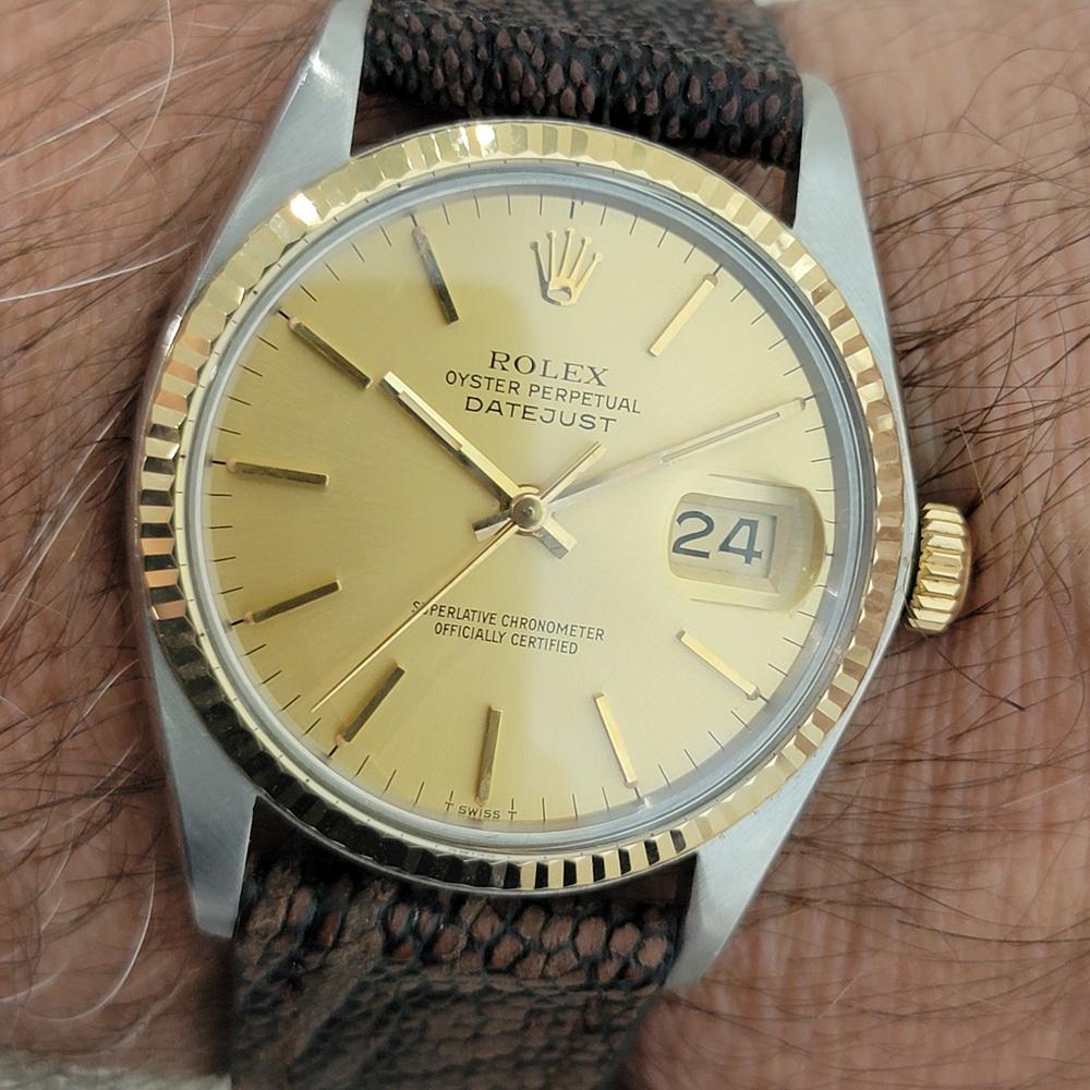 Rolex Oyster Datejust Ref 16013 Mens 36mm 18k SS 1970s Vintage Automatic RA615 en vente 9
