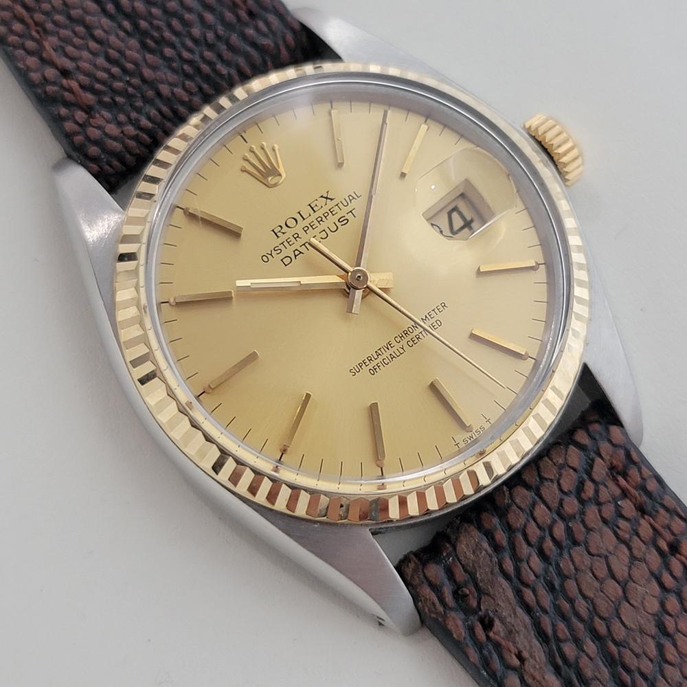 Rolex Oyster Datejust Ref 16013 Mens 36mm 18k SS 1970s Vintage Automatic RA615 Excellent état - En vente à Beverly Hills, CA